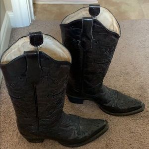 Circle G women’s black leather cowgirl boots